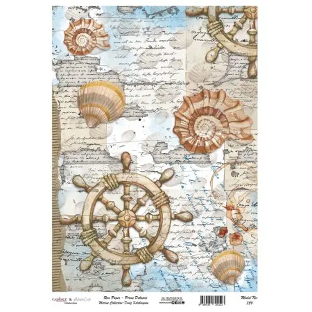 Model 789 Sea Collection Cadence Brass Decoupage Paper 30x42cm