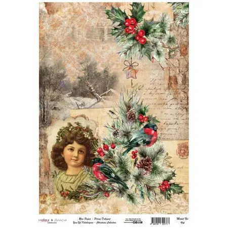 Model 914 New Year Cadence Rice Decoupage Paper 30x42cm