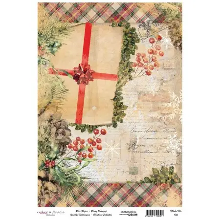 Model 916 New Year Cadence Rice Decoupage Paper 30x42cm