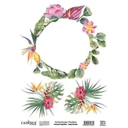 Model LRRP04 Circular Leaves Cadence Rice Paper Decoupage 30x42cm
