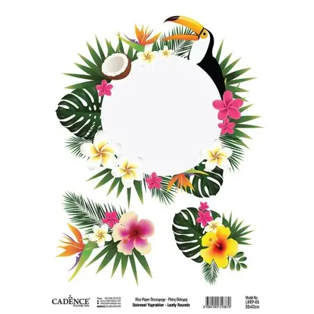 Model LRRP05 Circular Leaves Cadence Rice Paper Decoupage 30x42cm
