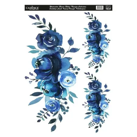 WFFT002 Watercolor Flower Fabric Transfer 35x50cm