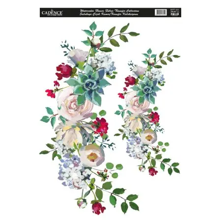 WFFT003 Watercolor Flower Fabric Transfer 35x50cm