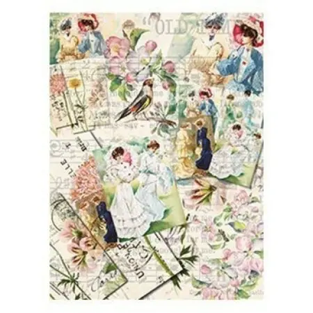 Model 087 Cadence Rice Decoupage Paper 30x42cm.