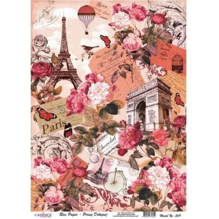 Model 369 Cadence Rice Decoupage Paper 30x42cm.