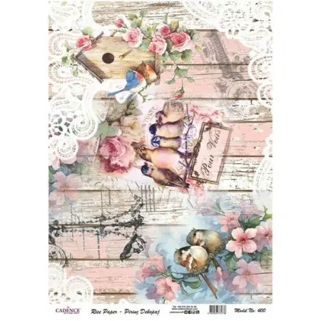 Model 400 Cadence Rice Decoupage Paper 30x42cm.
