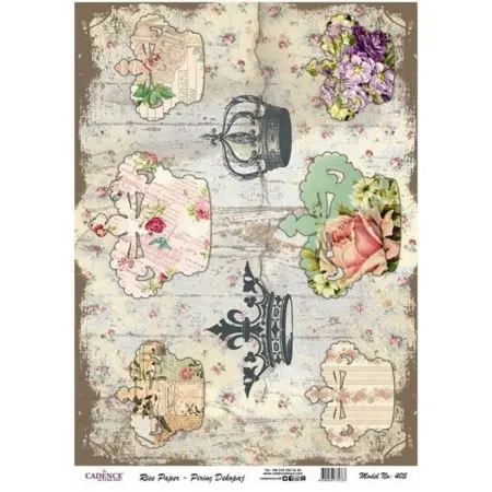 Model 405 Cadence Rice Decoupage Paper 30x42cm.
