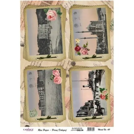 Model 411 Cadence Rice Decoupage Paper 30x42cm.
