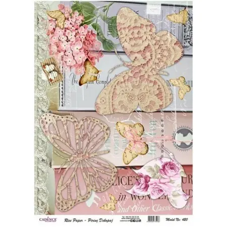 Model 420 Cadence Rice Decoupage Paper 30x42cm.