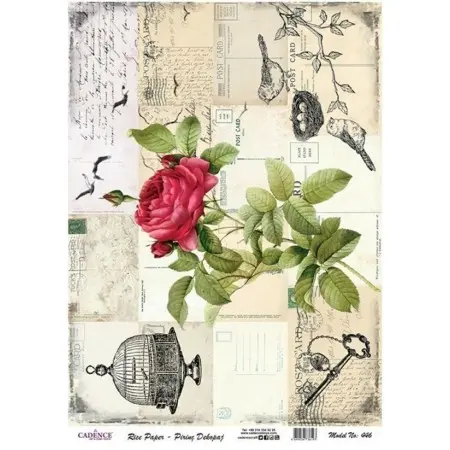Model 446 Cadence Rice Decoupage Paper 30x42cm.