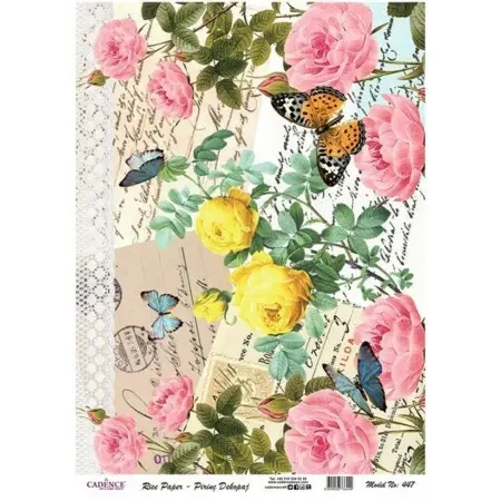 Model 447 Cadence Rice Decoupage Paper 30x42cm.