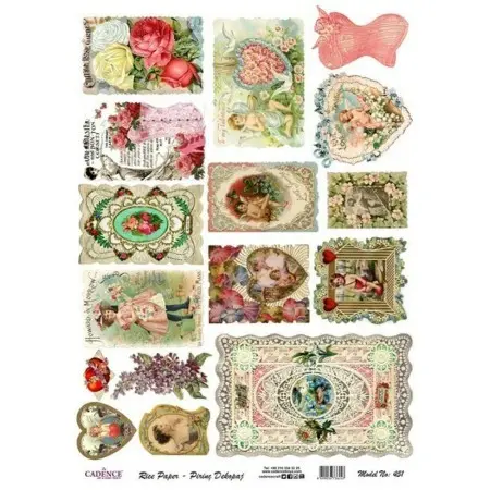 Model 451 Cadence Rice Decoupage Paper 30x42cm.
