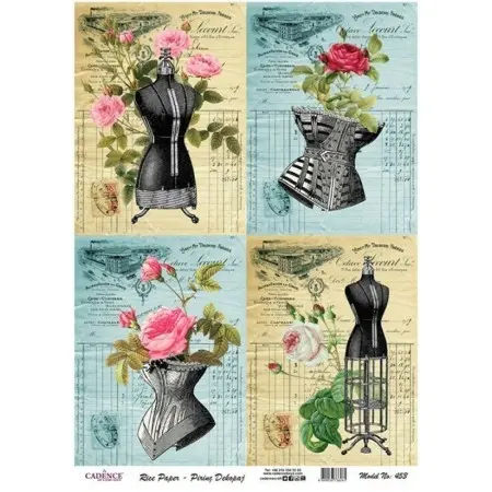 Model 453 Cadence Rice Decoupage Paper 30x42cm.