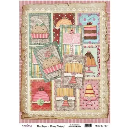Model 458 Cadence Rice Decoupage Paper 30x42cm.