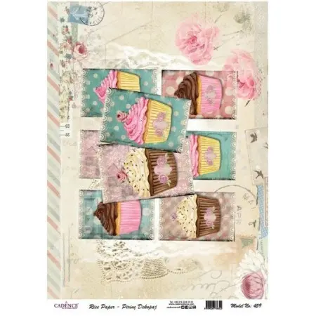 Model 459 Cadence Rice Decoupage Paper 30x42cm.
