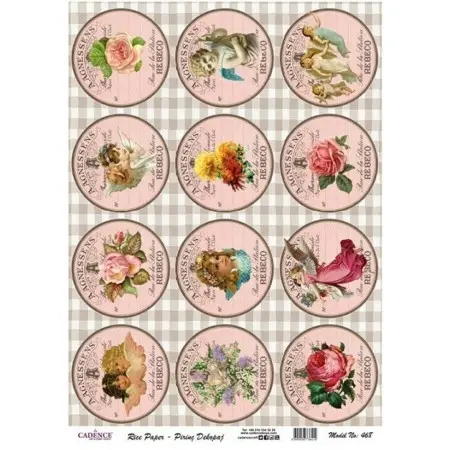Model 468 Cadence Rice Decoupage Paper 30x42cm.