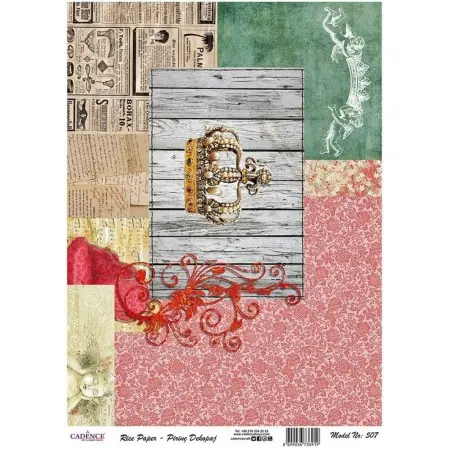 Model 507 Cadence Rice Decoupage Paper 30x42cm.
