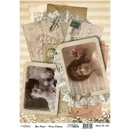 Model 513 Cadence Rice Decoupage Paper 30x42cm.