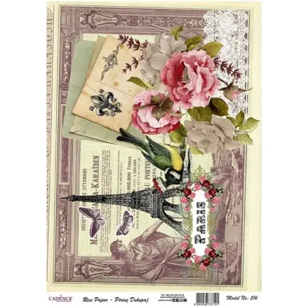 Model 516 Cadence Rice Decoupage Paper 30x42cm.