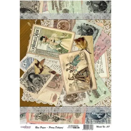 Model 517 Cadence Rice Decoupage Paper 30x42cm.