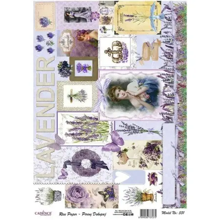 Model 531 Cadence Rice Decoupage Paper 30x42cm.