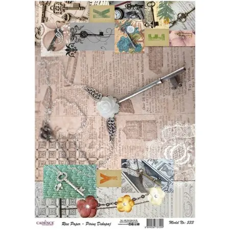 Model 533 Cadence Rice Decoupage Paper 30x42cm.