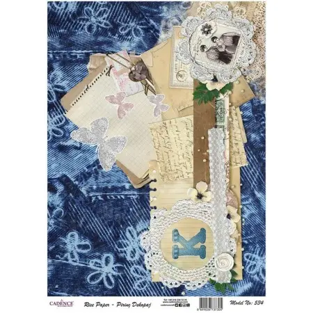 Model 534 Cadence Rice Decoupage Paper 30x42cm.