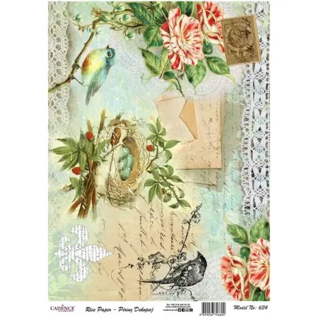 Model 634 Cadence Rice Decoupage Paper 30x42cm.