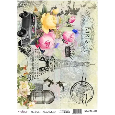 Model 635 Cadence Rice Decoupage Paper 30x42cm.