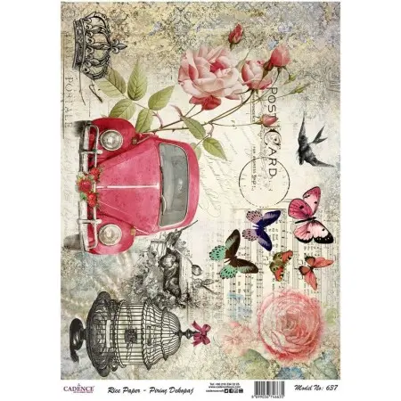 Model 637 Cadence Rice Decoupage Paper 30x42cm.