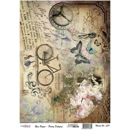 Model 639 Cadence Rice Decoupage Paper 30x42cm.