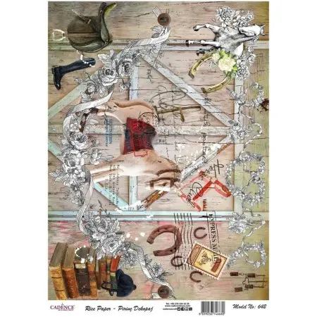 Model 642 Cadence Rice Decoupage Paper 30x42cm.