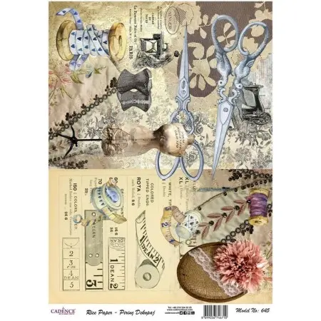 Model 645 Cadence Rice Decoupage Paper 30x42cm.