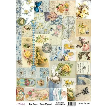 Model 647 Cadence Rice Decoupage Paper 30x42cm.