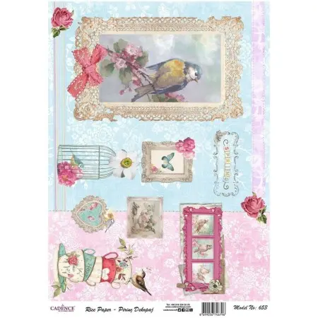 Model 653 Cadence Rice Decoupage Paper 30x42cm.