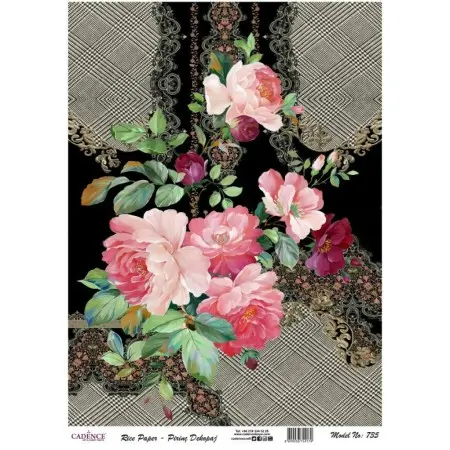 Model 735 Cadence Rice Decoupage Paper 30x42cm.