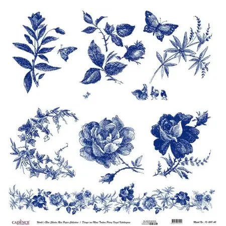Model K008 Blue Shades of the Earth Rice Paper Decoupage 30x32