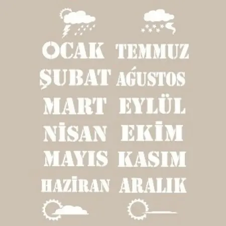 Ay İsimleri ModelAS526 A4 Stencil
