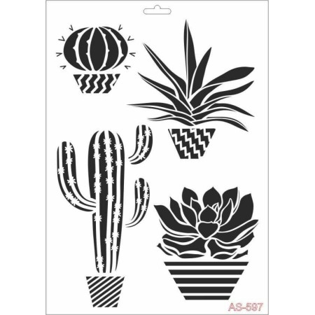 AS597 Succulent A4 Stencil