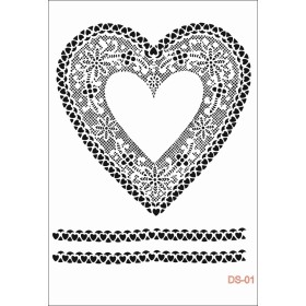 Kalp Dantel Model DS01 Dantel Serisi 25x35 Stencil