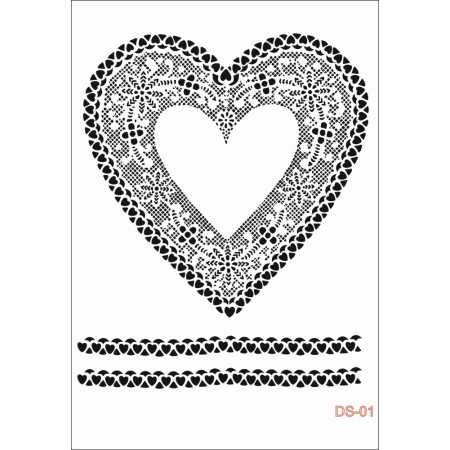 Kalp Dantel Model DS01 Dantel Serisi 25x35 Stencil