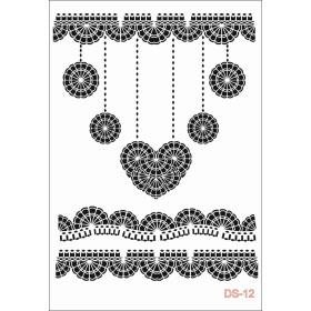 Kalp Dantel Model DS12 Dantel Serisi 25x35 Stencil