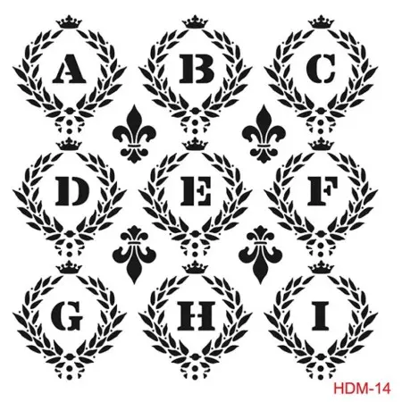 Alfabe Model HDM14 Home Dekor 25x25 Stencil