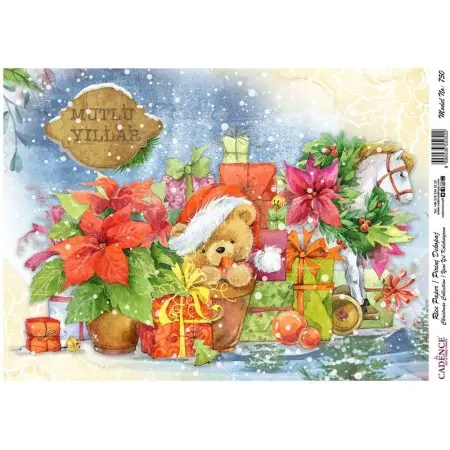 Model 750 New Year Cadence Rice Decoupage Paper 30x42cm.