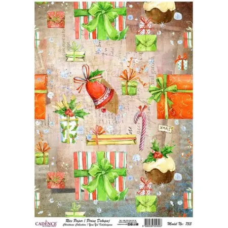 Model 753 New Year Cadence Rice Decoupage Paper 30x42cm.