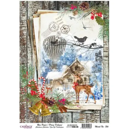 Model 756 New Year Cadence Rice Decoupage Paper 30x42cm.