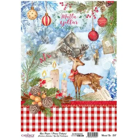 Model 758 New Year Cadence Rice Decoupage Paper 30x42cm.