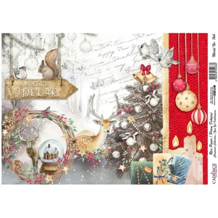 Model 764 New Year Cadence Rice Decoupage Paper 30x42cm.