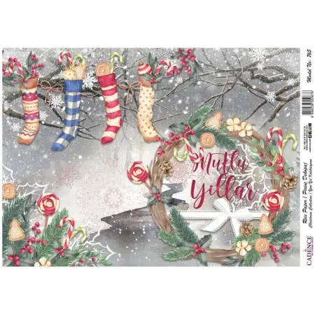 Model 765 New Year Cadence Rice Decoupage Paper 30x42cm.