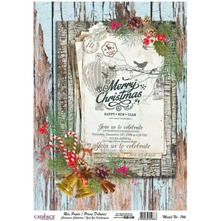 Model 766 New Year Cadence Rice Decoupage Paper 30x42cm.